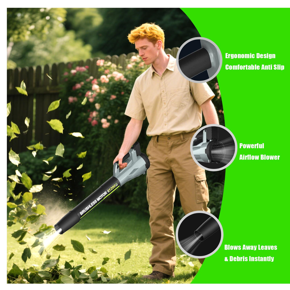 TOLOOCC leaf blower in action clearing leaves