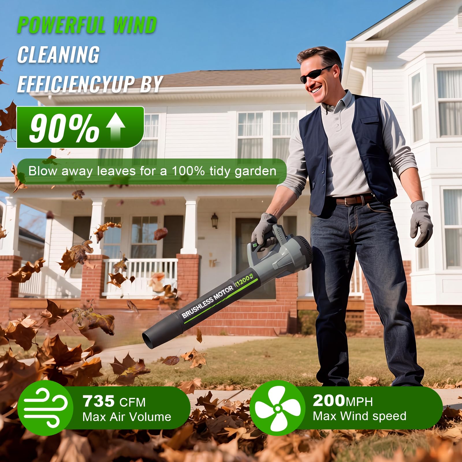 TOLOOCC leaf blower showing six-speed settings