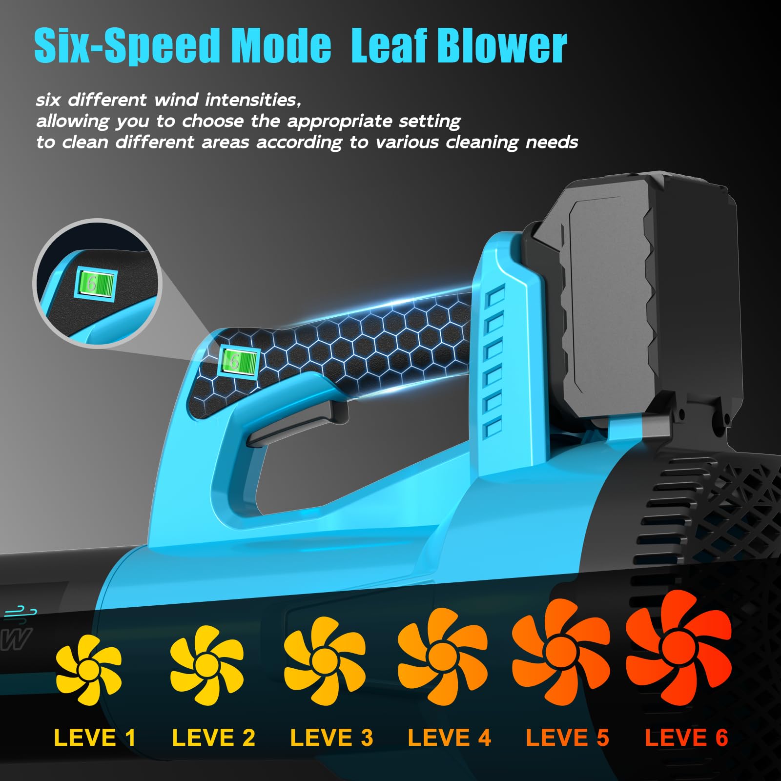 TOLOOCC leaf blower with two 4000 mAh batteries