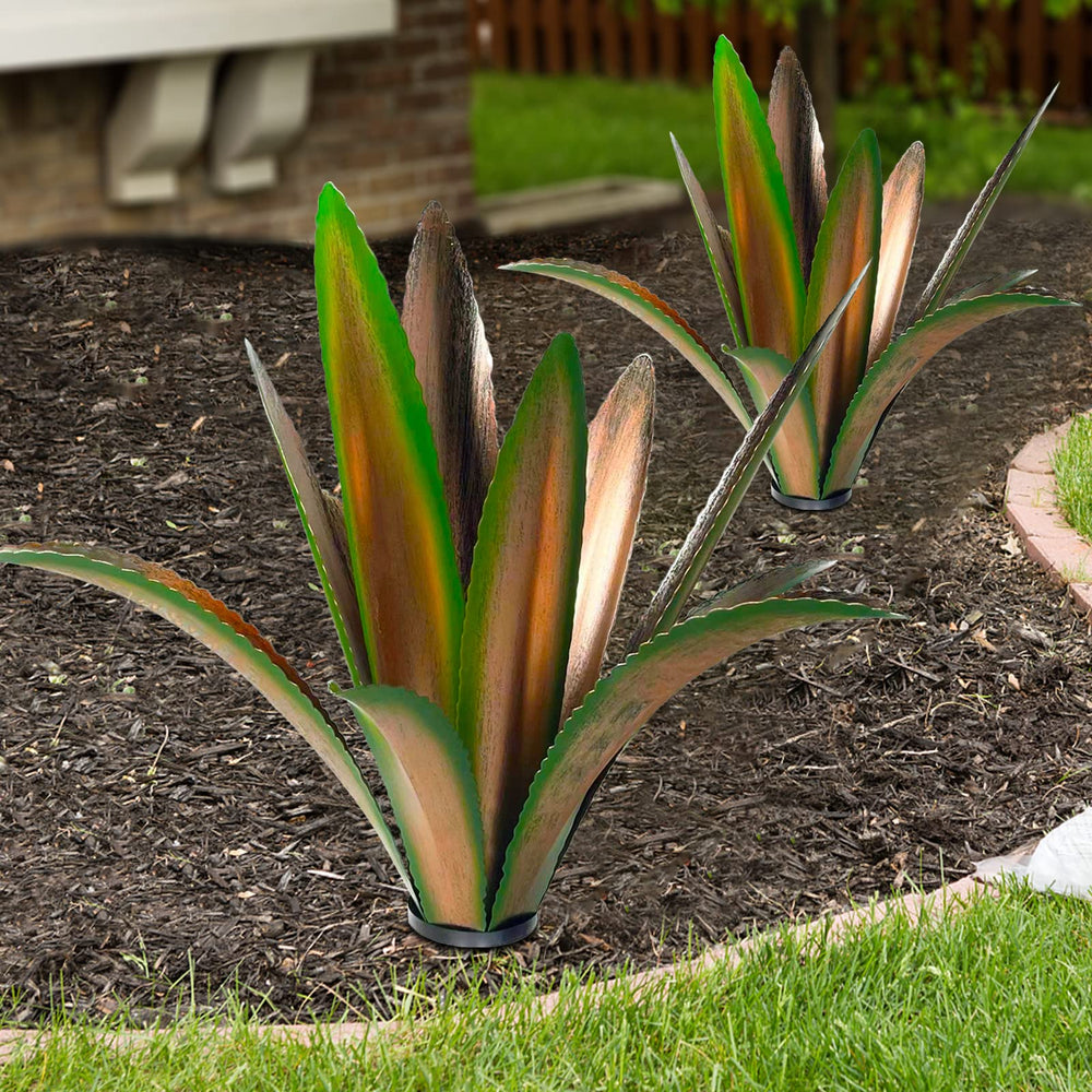TOMBABY Agave Garden Art Sculpture placed in a garden setting
