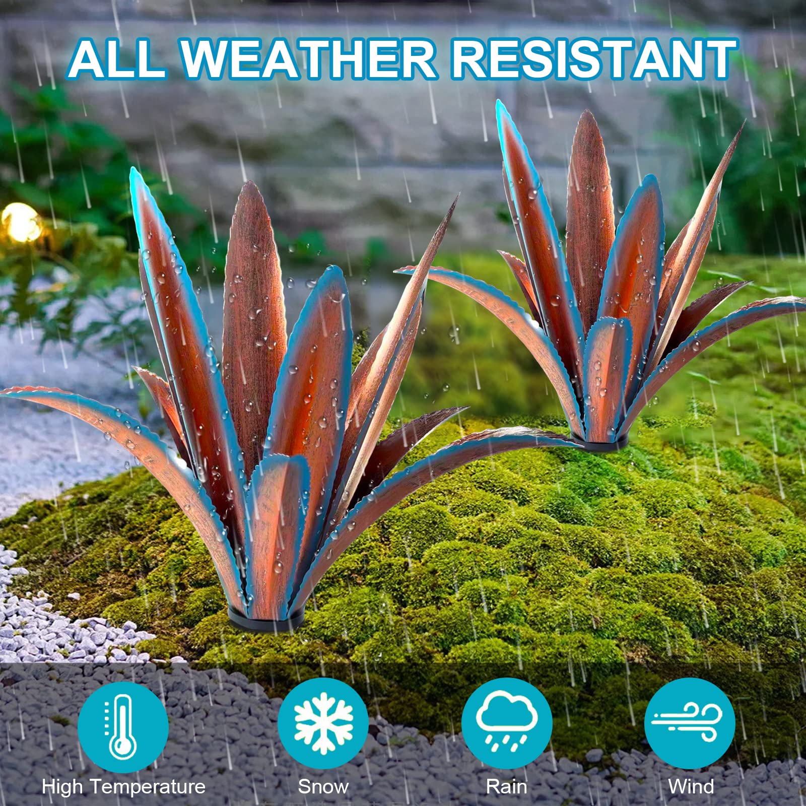 TOMBABY Agave Metal Plant Sculpture set against a white background