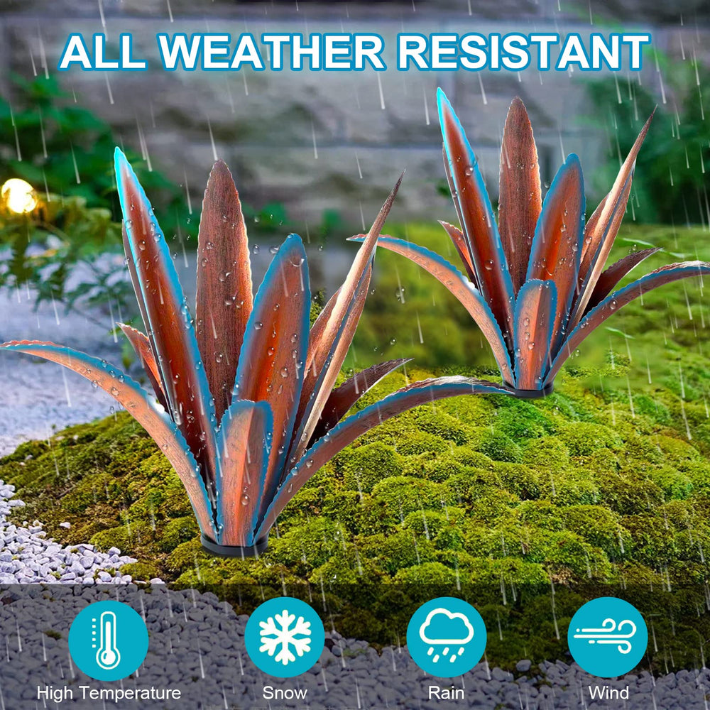 TOMBABY Agave Metal Plant Sculpture set against a white background