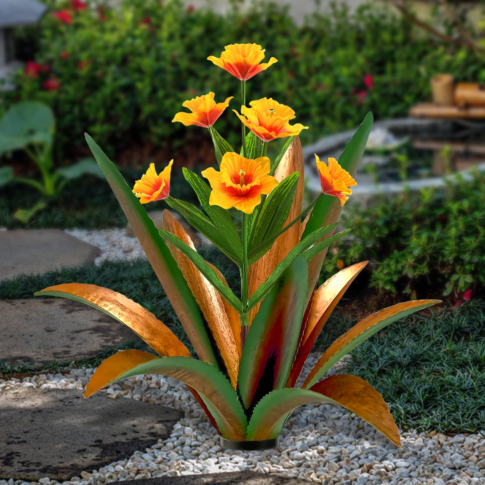 TOMBABY Metal Agave Plants Outdoor Decoration front view