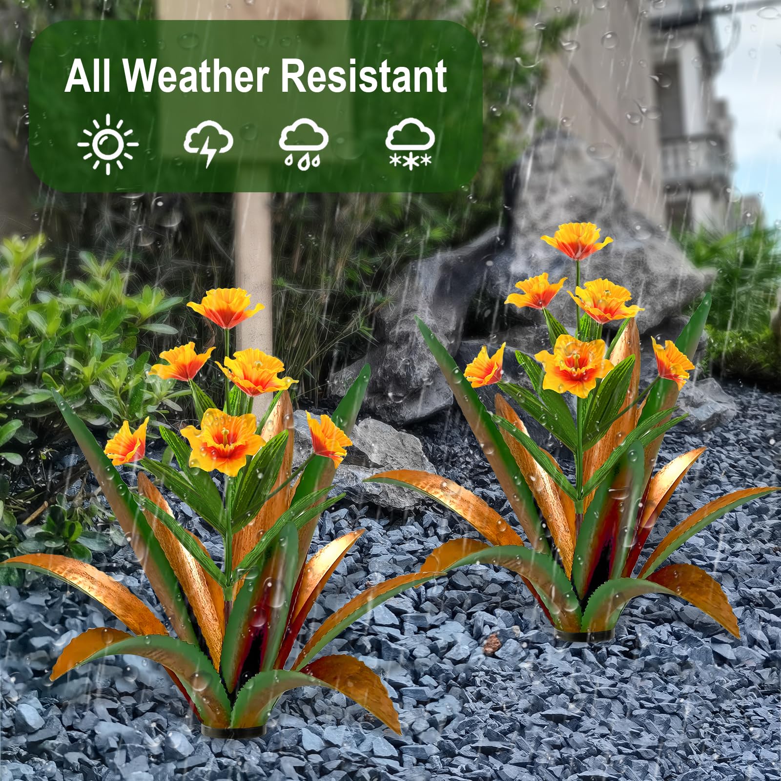 TOMBABY Metal Agave Plants outdoor setup in garden