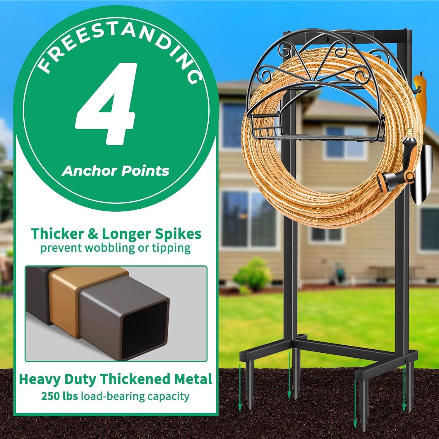 TomCare Garden Hose Holder assembled in a garden