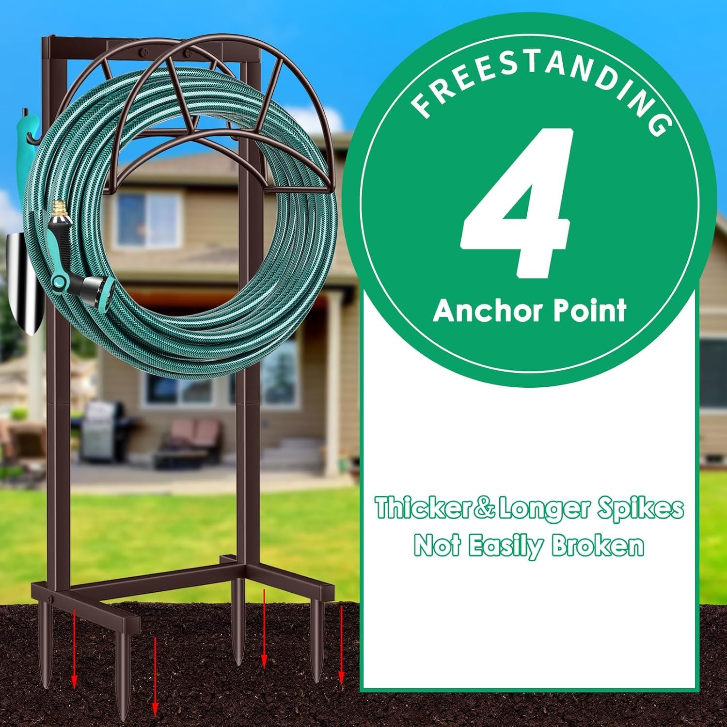 TomCare Garden Hose Holder assembled in a garden setting