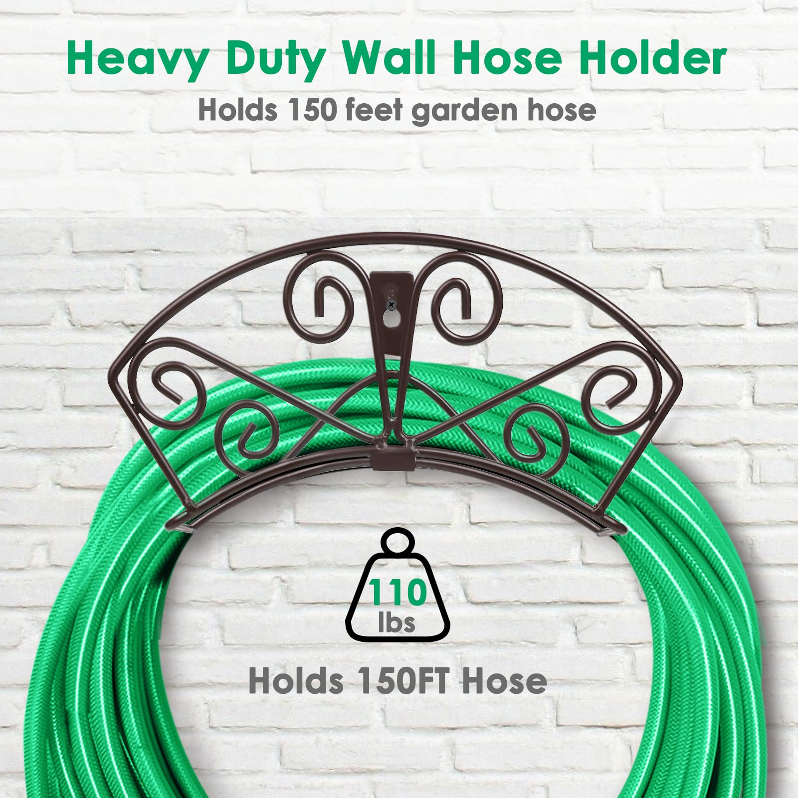 TomCare Garden Hose Holder installed on a garden wall