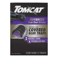 Tomcat Advanced Glue Trap System Mouse Size Covered Glue Traps, four traps in packaging