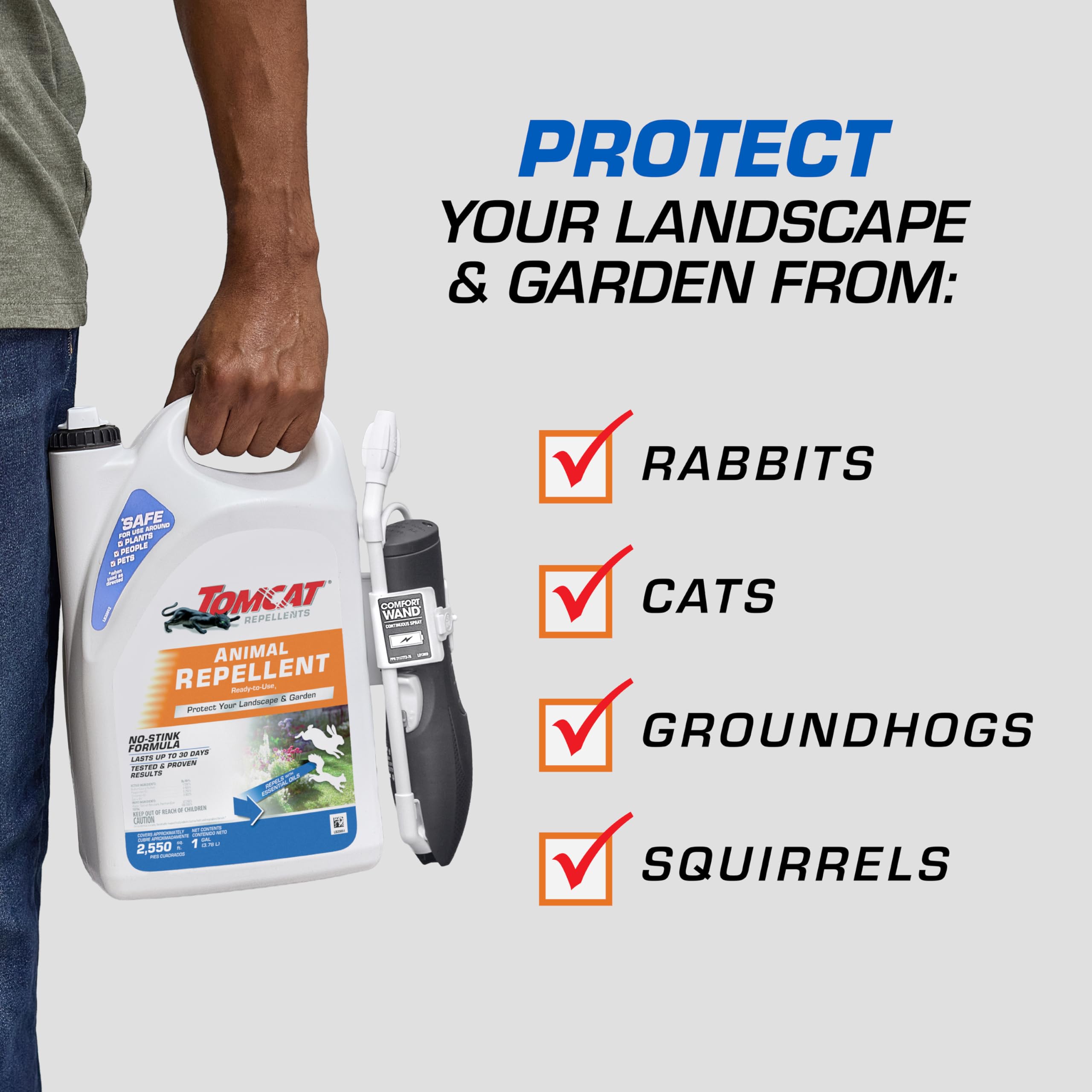 Tomcat Animal Repellent spray application with Comfort Wand