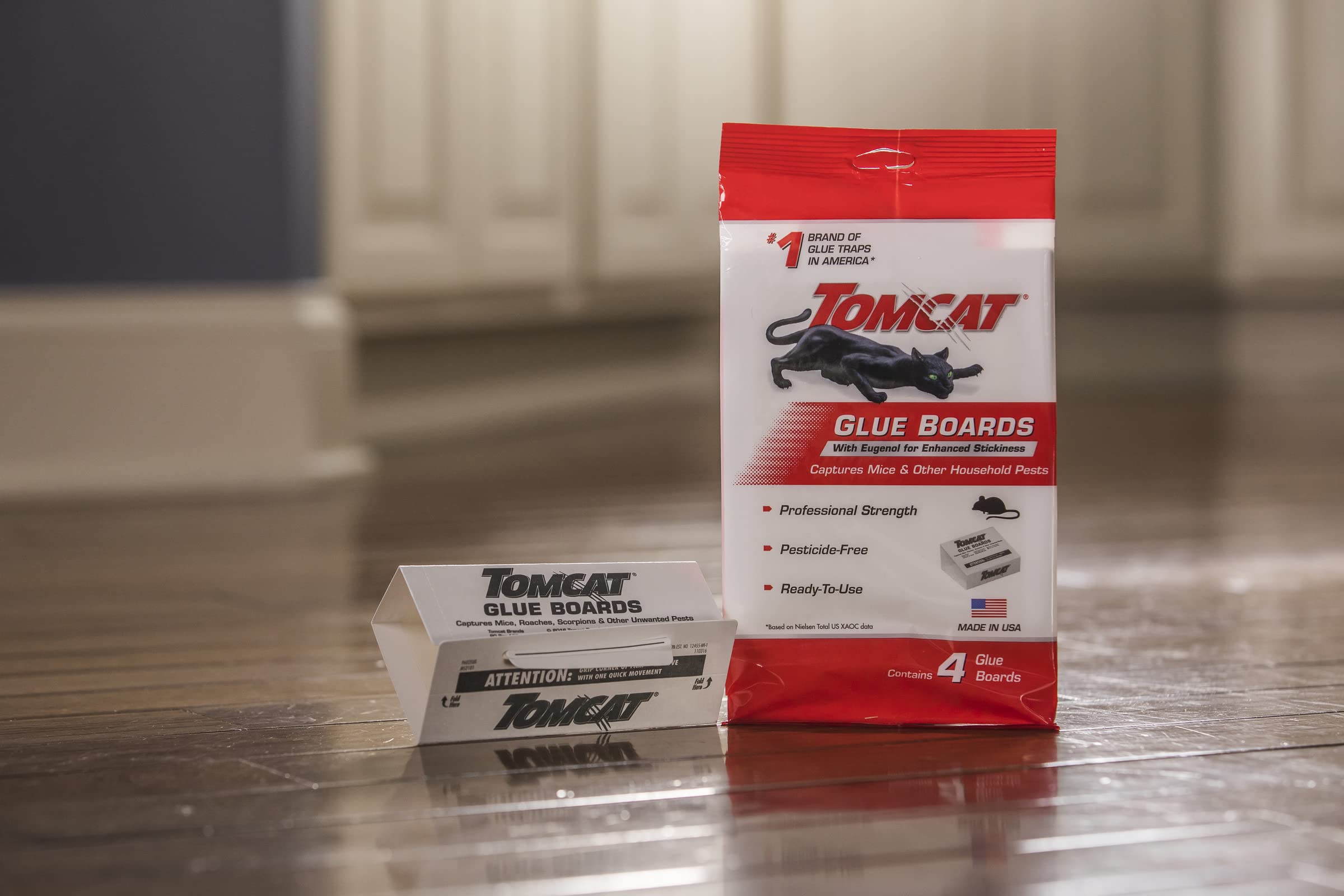 Tomcat Glue Board set up flat against a wall