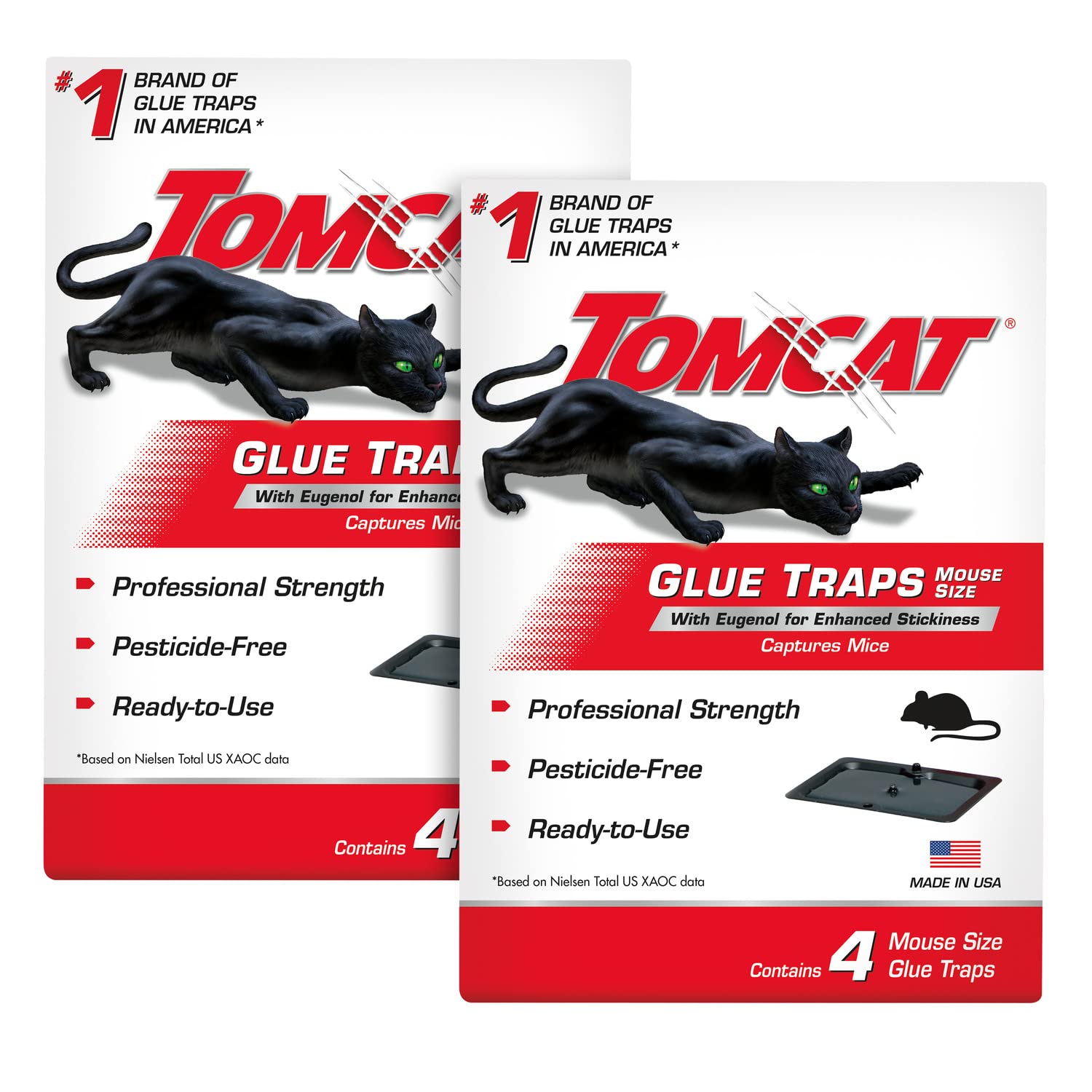Tomcat Glue Traps Mouse Size packaging front view, 8 traps