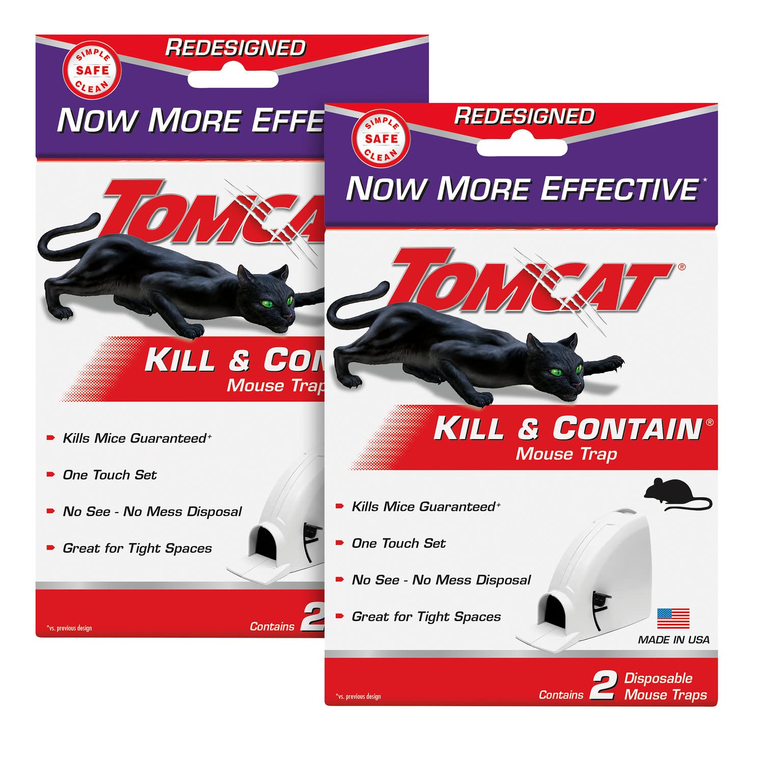 Tomcat Kill & Contain Mouse Trap front view with bait door open