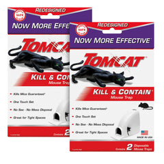 Tomcat Kill & Contain Mouse Trap front view with bait door open