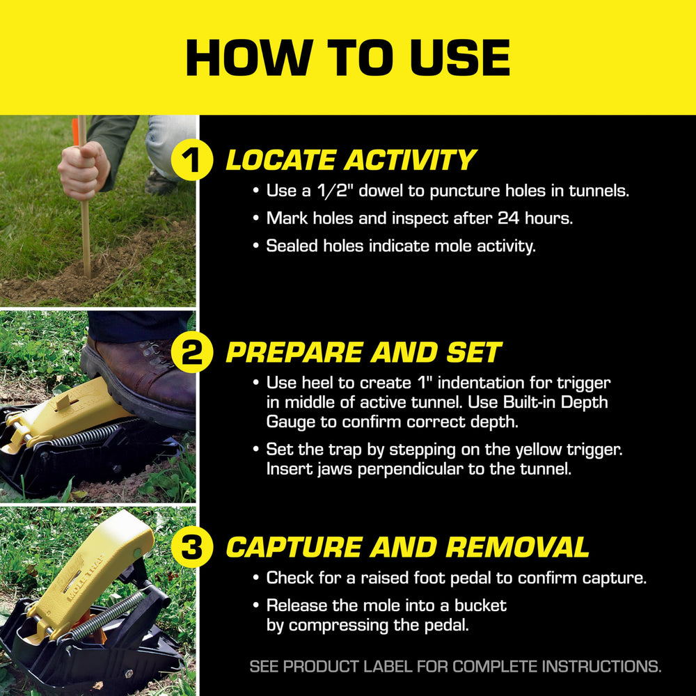 Tomcat Mole Trap in a garden setting
