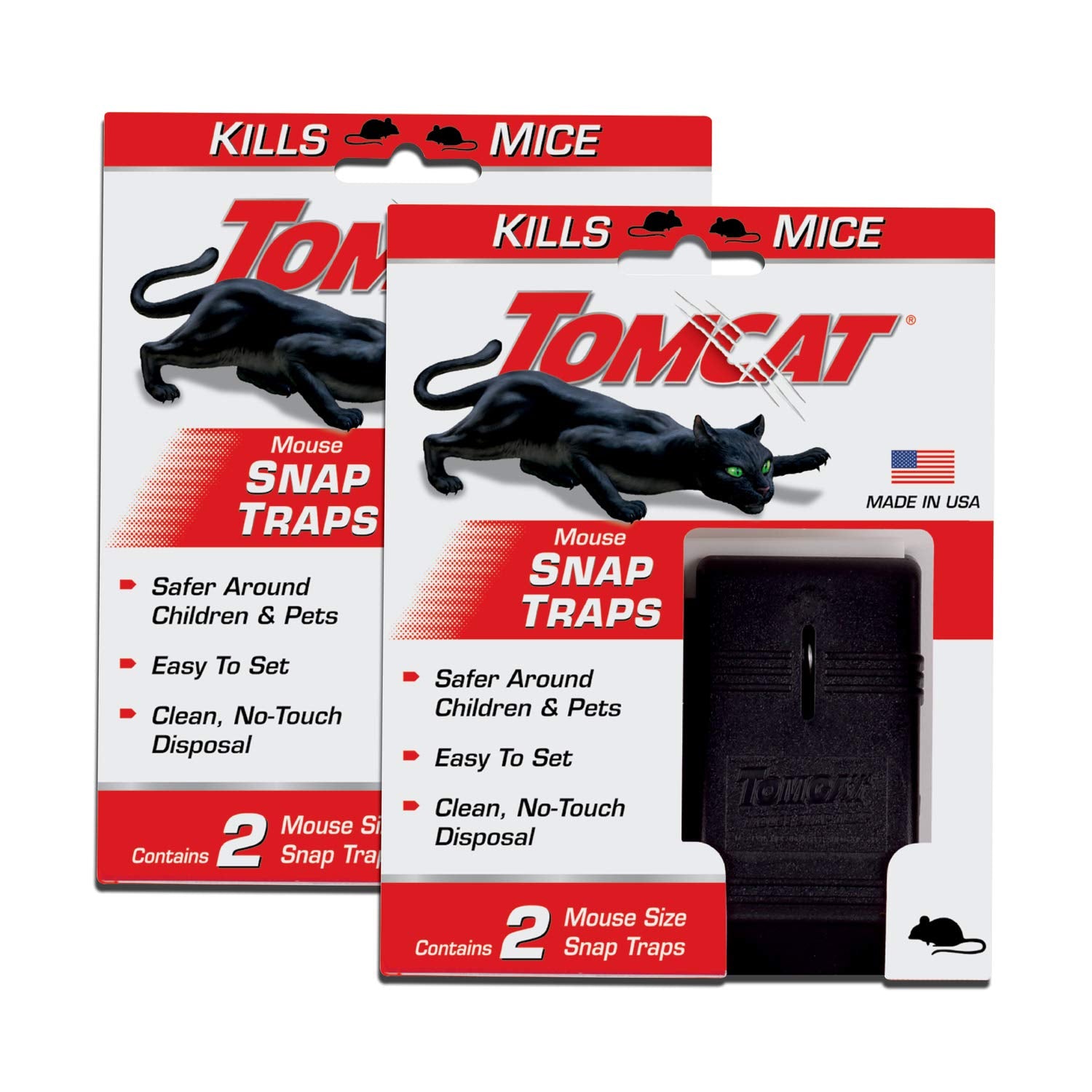 Tomcat Mouse Snap Trap front view, black colour