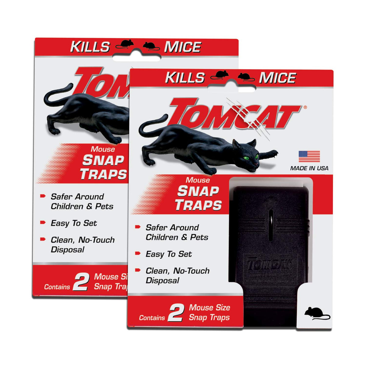 Tomcat Mouse Snap Trap front view, black colour
