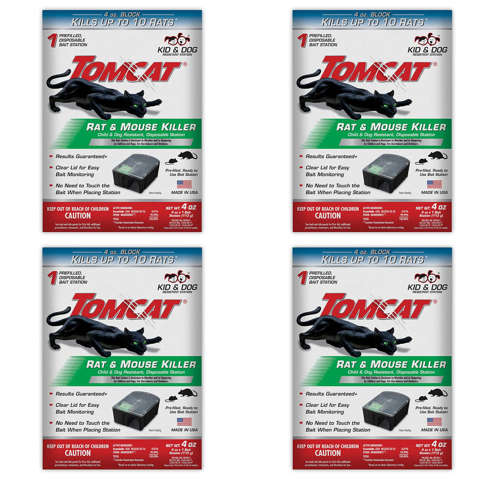 Tomcat Rat & Mouse Bait Station 4-Pack, brown plastic