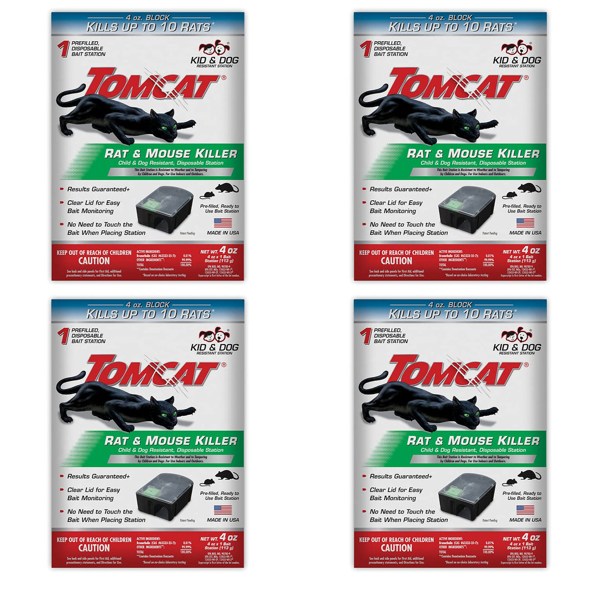 Tomcat Rat & Mouse Bait Station 4-Pack, brown plastic