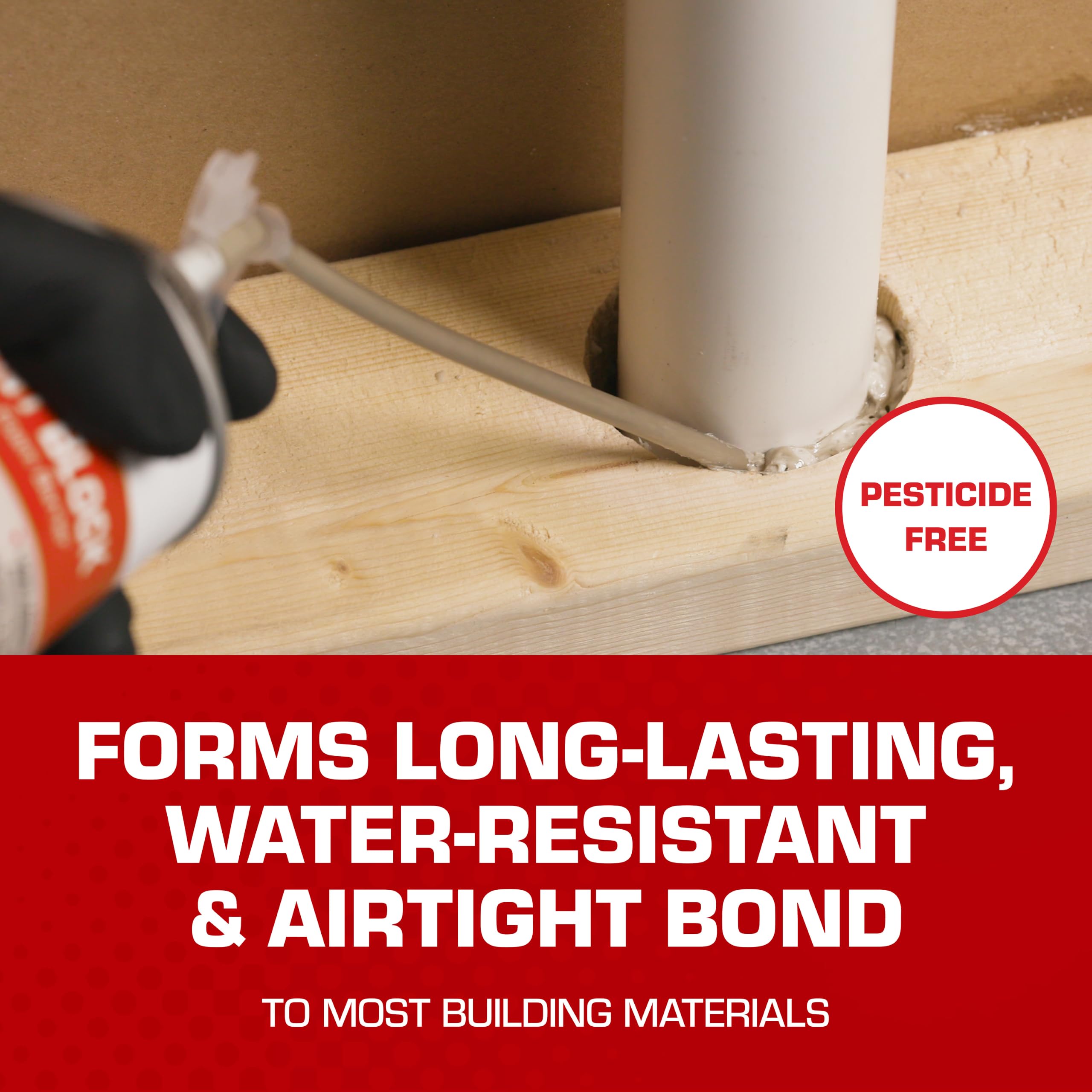 Tomcat Rodent Block foam sealant on exterior wall