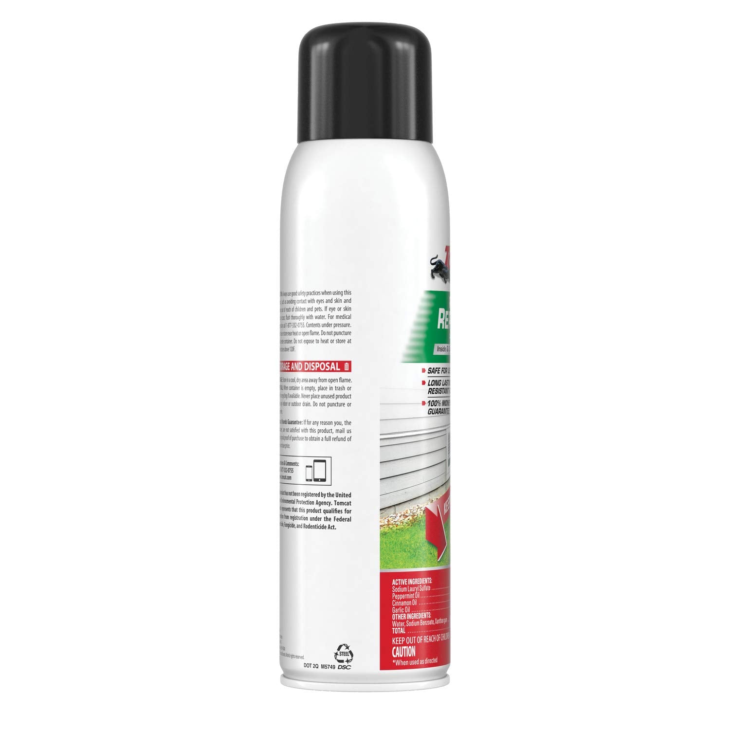 Tomcat Rodent Repellent Continuous Spray displaying essential oils ingredient list