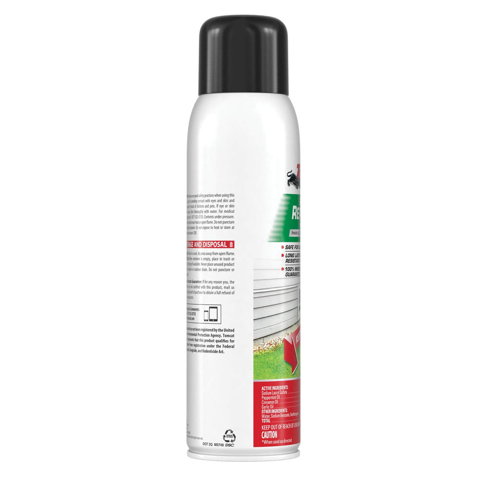 Tomcat Rodent Repellent Continuous Spray displaying essential oils ingredient list