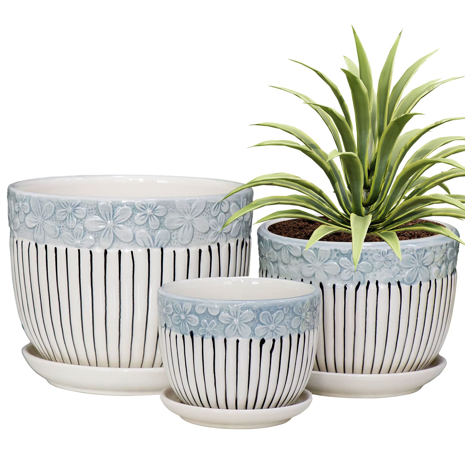 Ton Sin Gray Flower Pots Set of 3, large pot side view