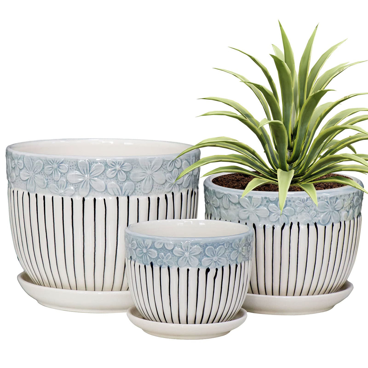Ton Sin Gray Flower Pots Set of 3, large pot side view