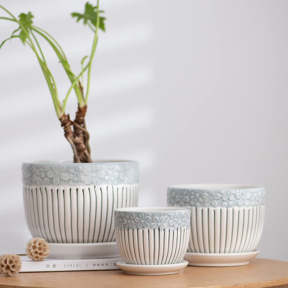 Ton Sin Gray Flower Pots Set of 3 on a windowsill
