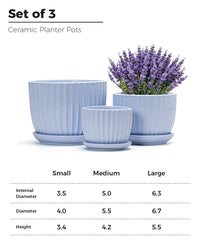 Ton Sin Sky Blue Ceramic Flower Pot 4 inch front view