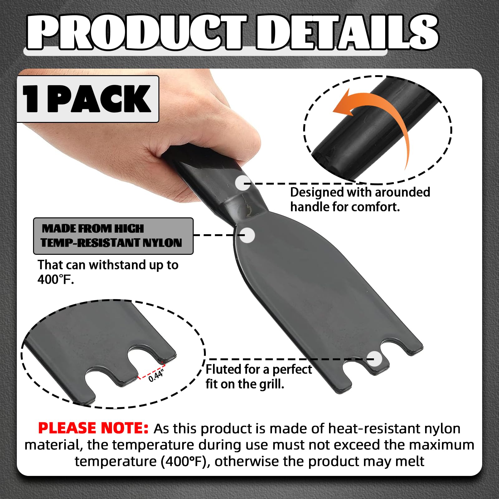 TonGass Grill Scraper Tool precision-cut slots for cleaning