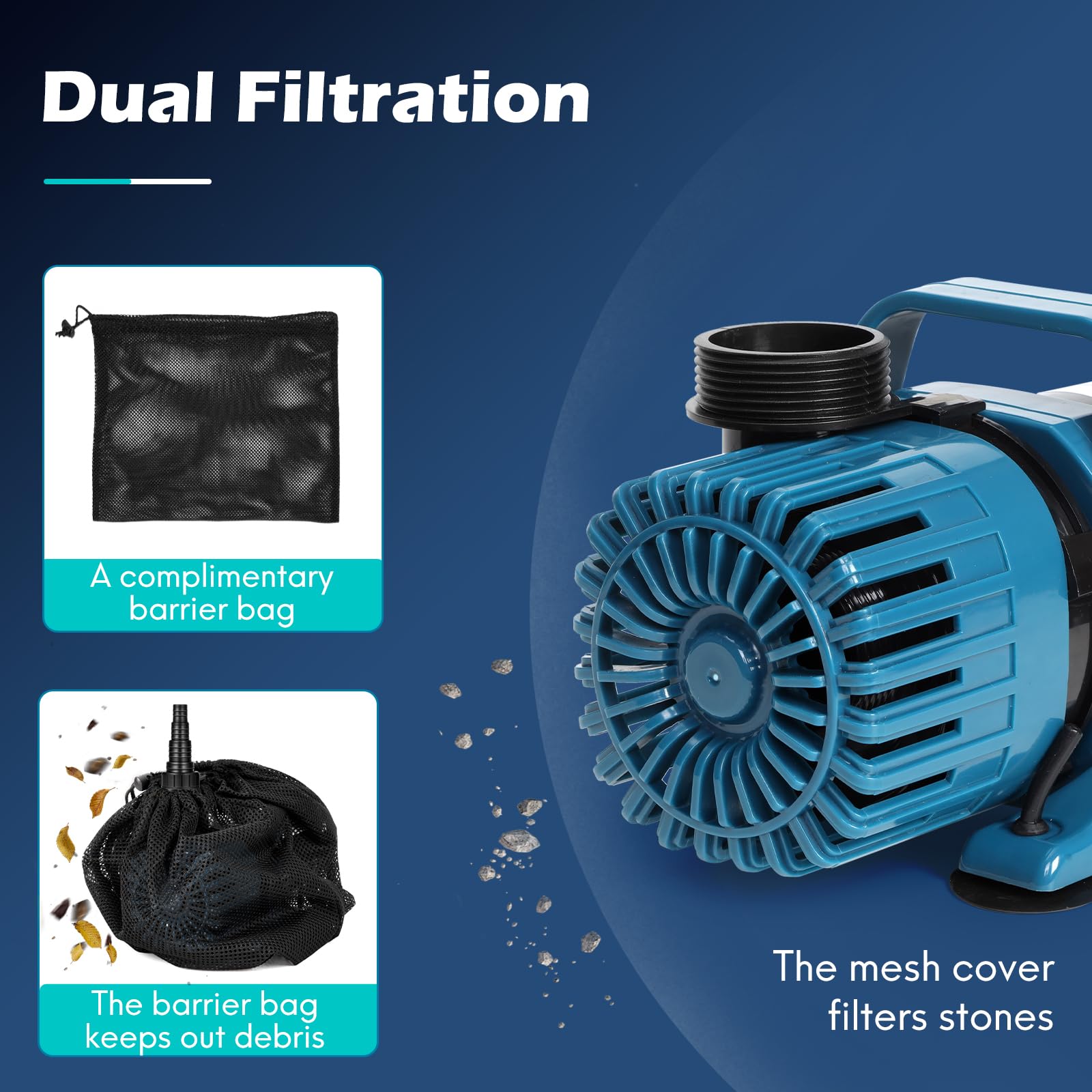 TONGCHANT pond pump with suction cups attached
