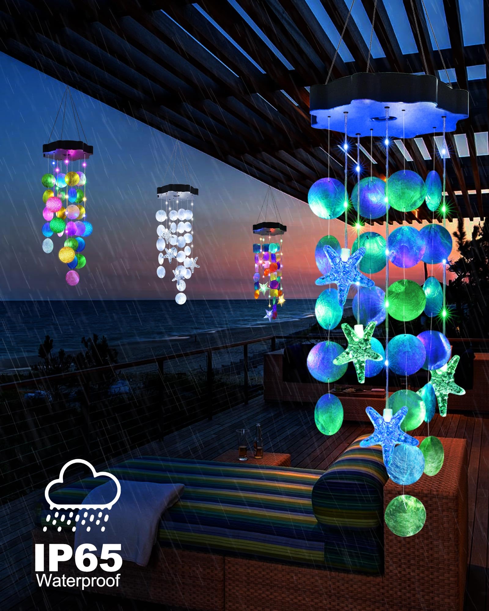 Toodour Solar Wind Chimes hanging outdoors during the day