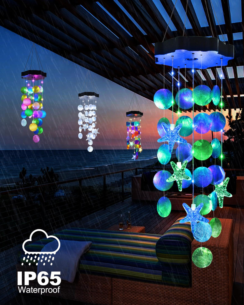 Toodour Solar Wind Chimes hanging outdoors during the day
