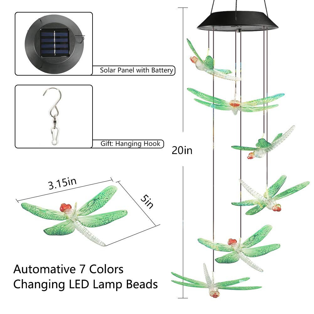 Toodour solar wind chimes showing color transition effect