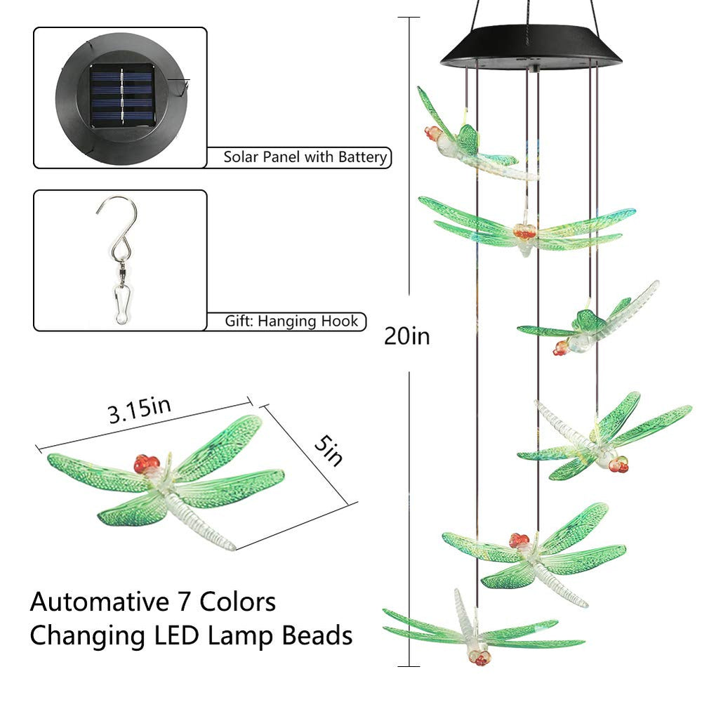 Toodour solar wind chimes showing color transition effect