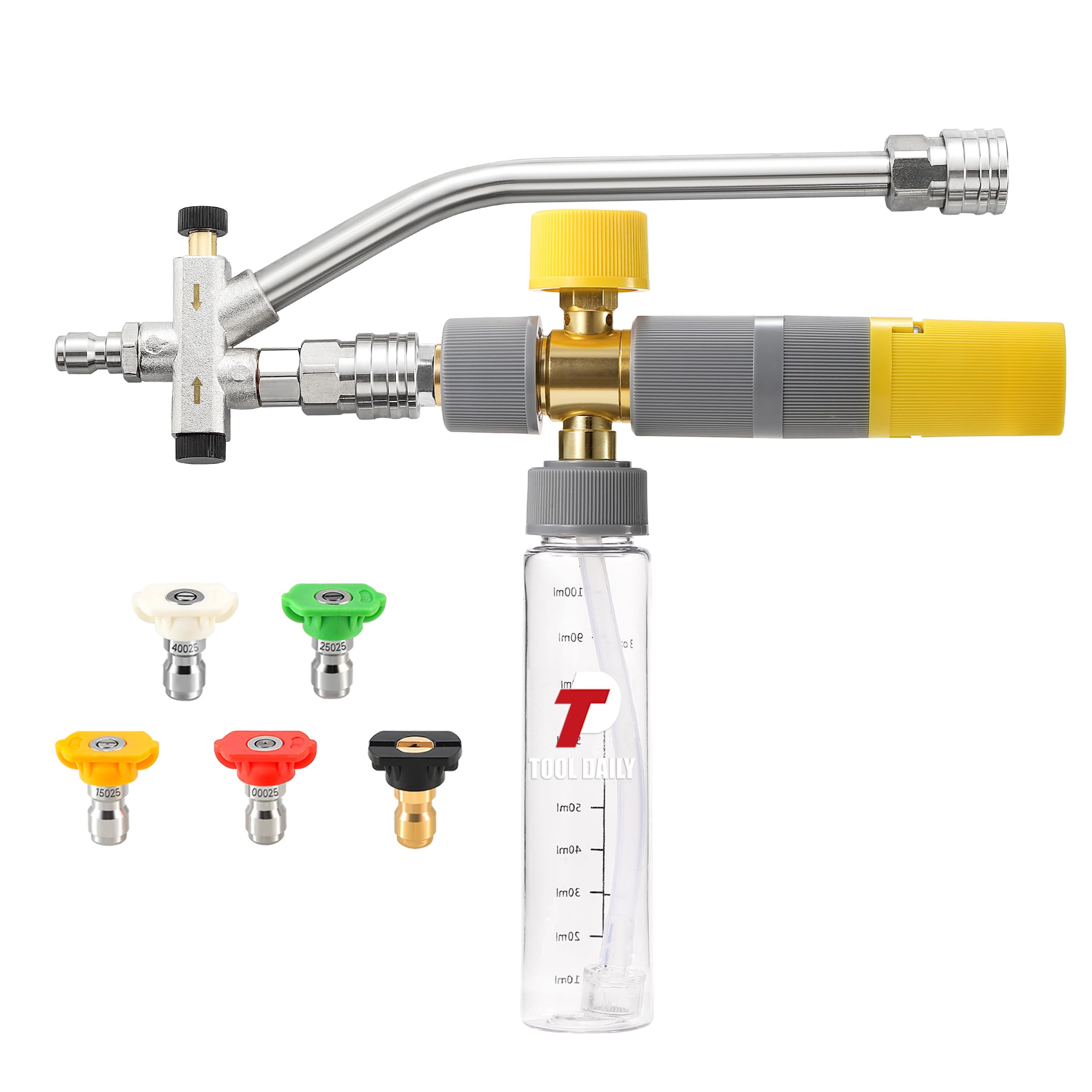 Tool Daily Mini Foam Cannon front view with grey and yellow colour
