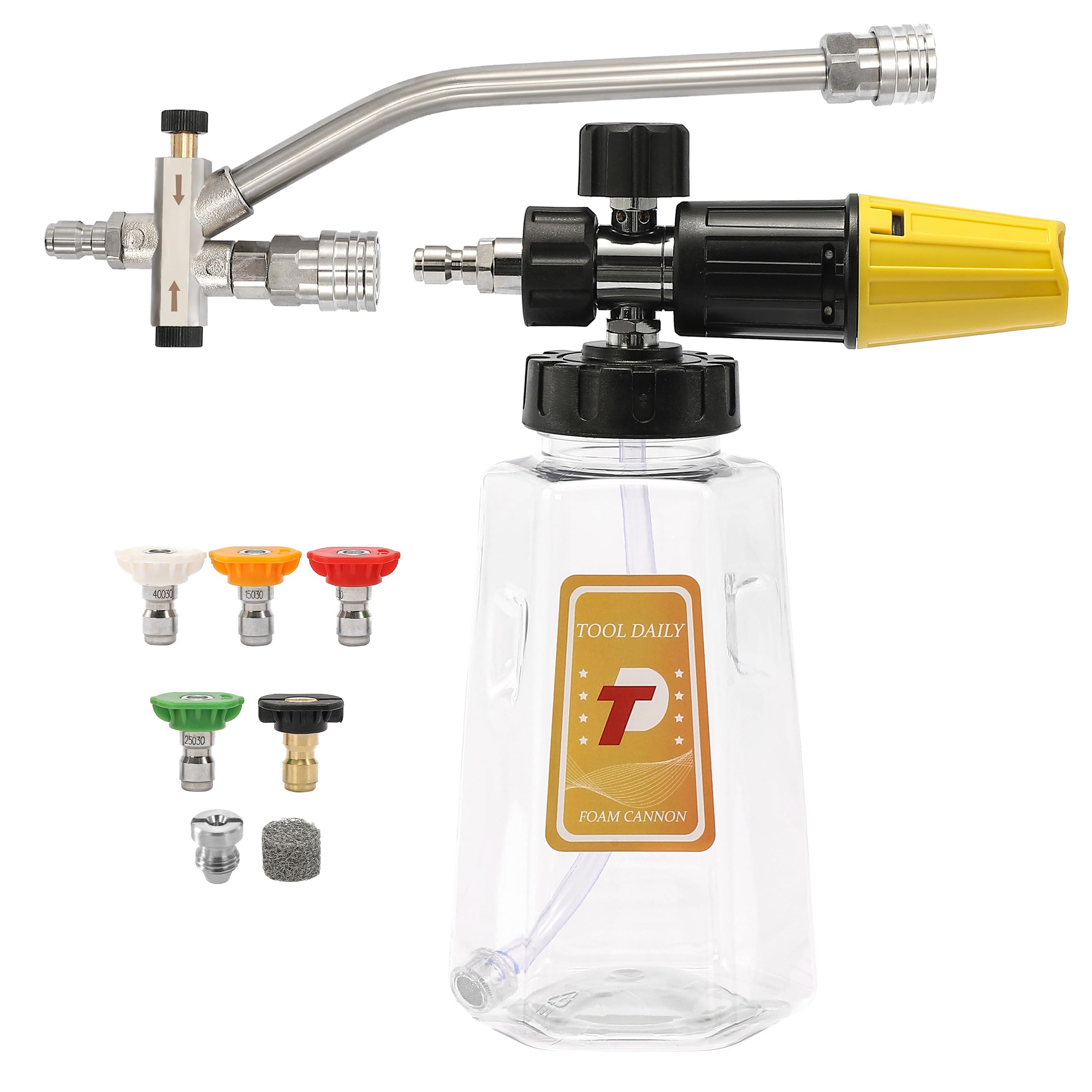 Tool Daily Pressure Washer Foam Cannon front view with dual-connectors