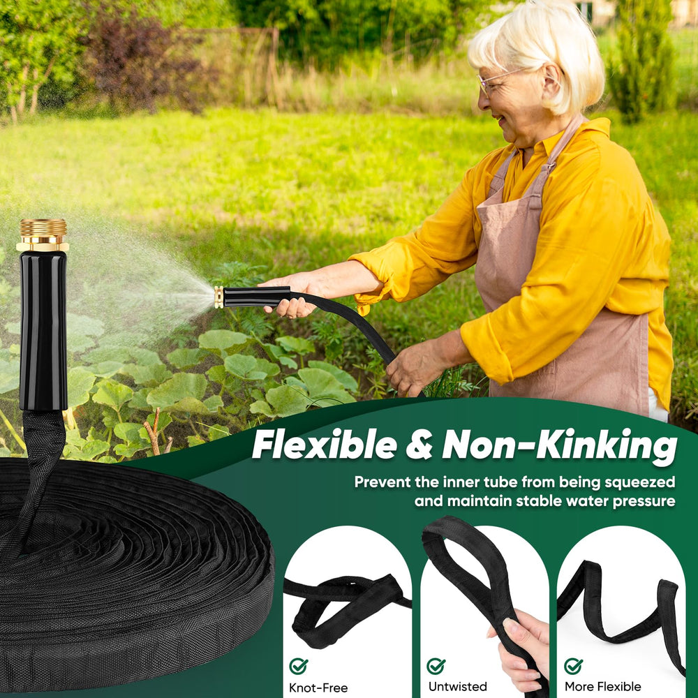 Toolasin Garden Hose 50 FT in use watering a garden