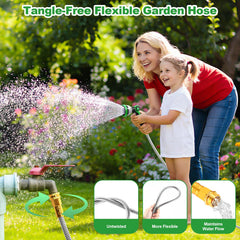 Toolasin garden hose laid out on a patio surface