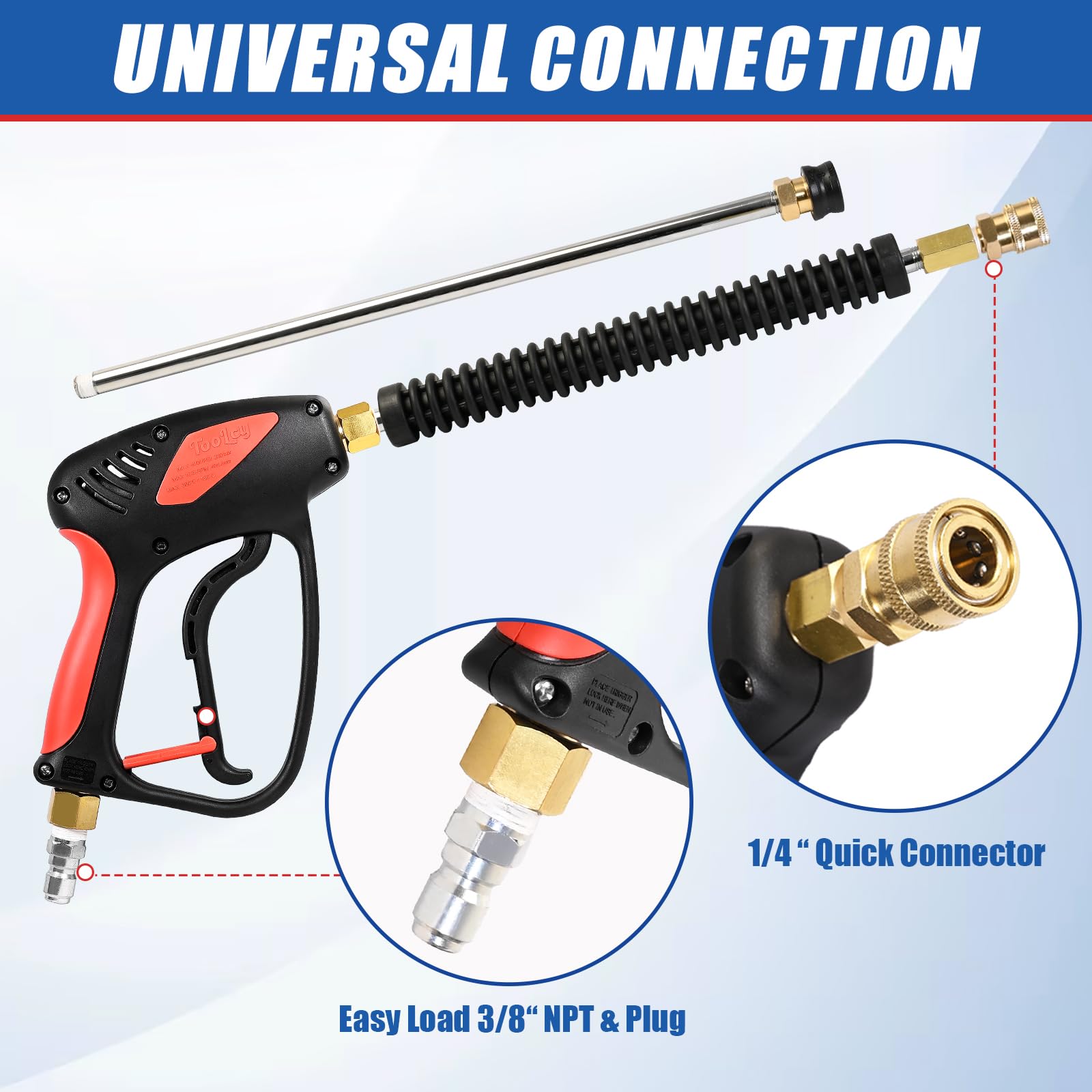 TOOLCY Pressure Washer Gun, black red colour close-up
