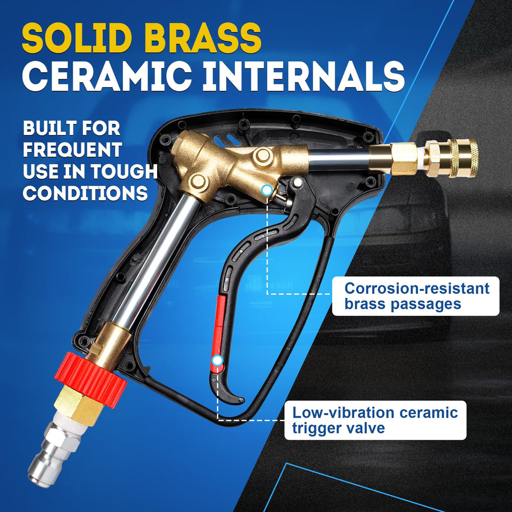 TOOLCY Pro Short Pressure Washer Gun in use washing a car