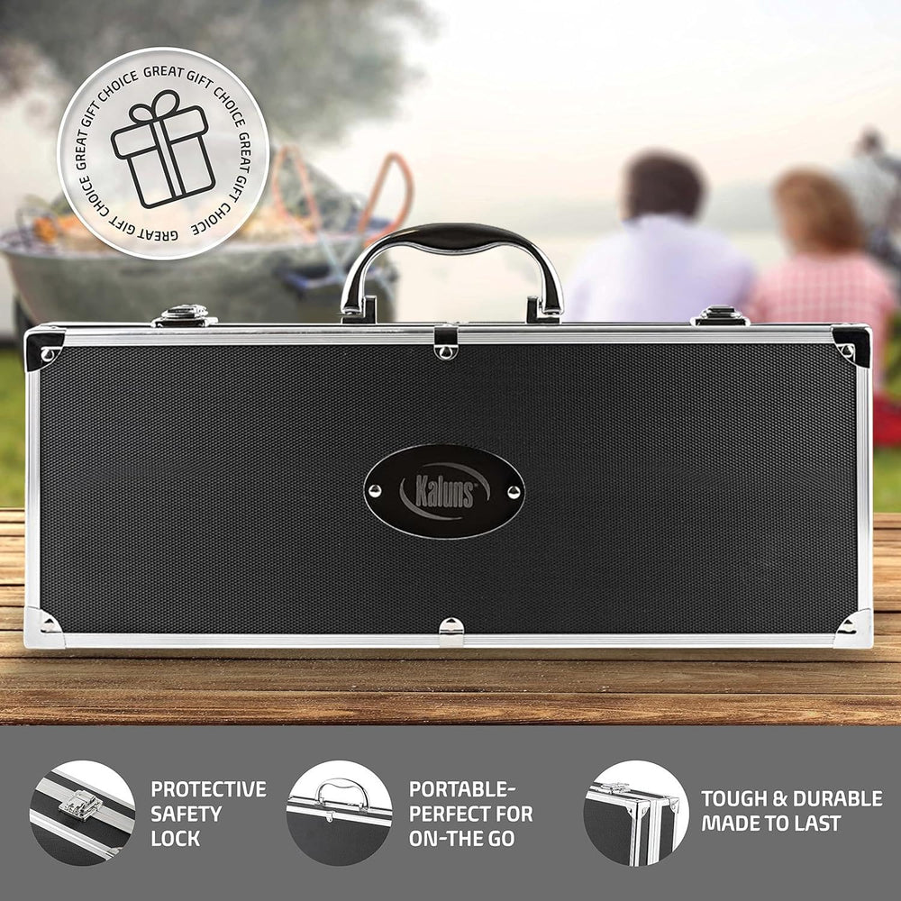 Tools neatly organized in lightweight aluminum storage case