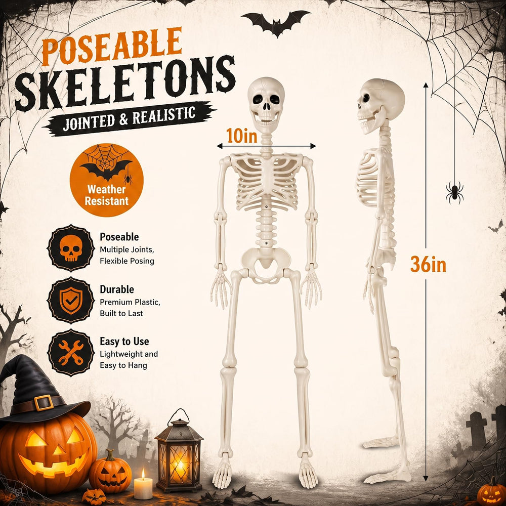 Toolterritary 36 inch Halloween skeleton decoration front view