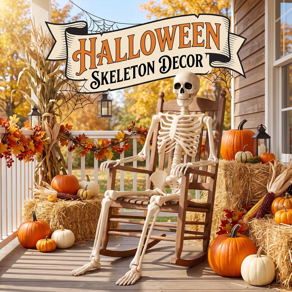 Toolterritary Halloween skeleton decoration in indoor setting