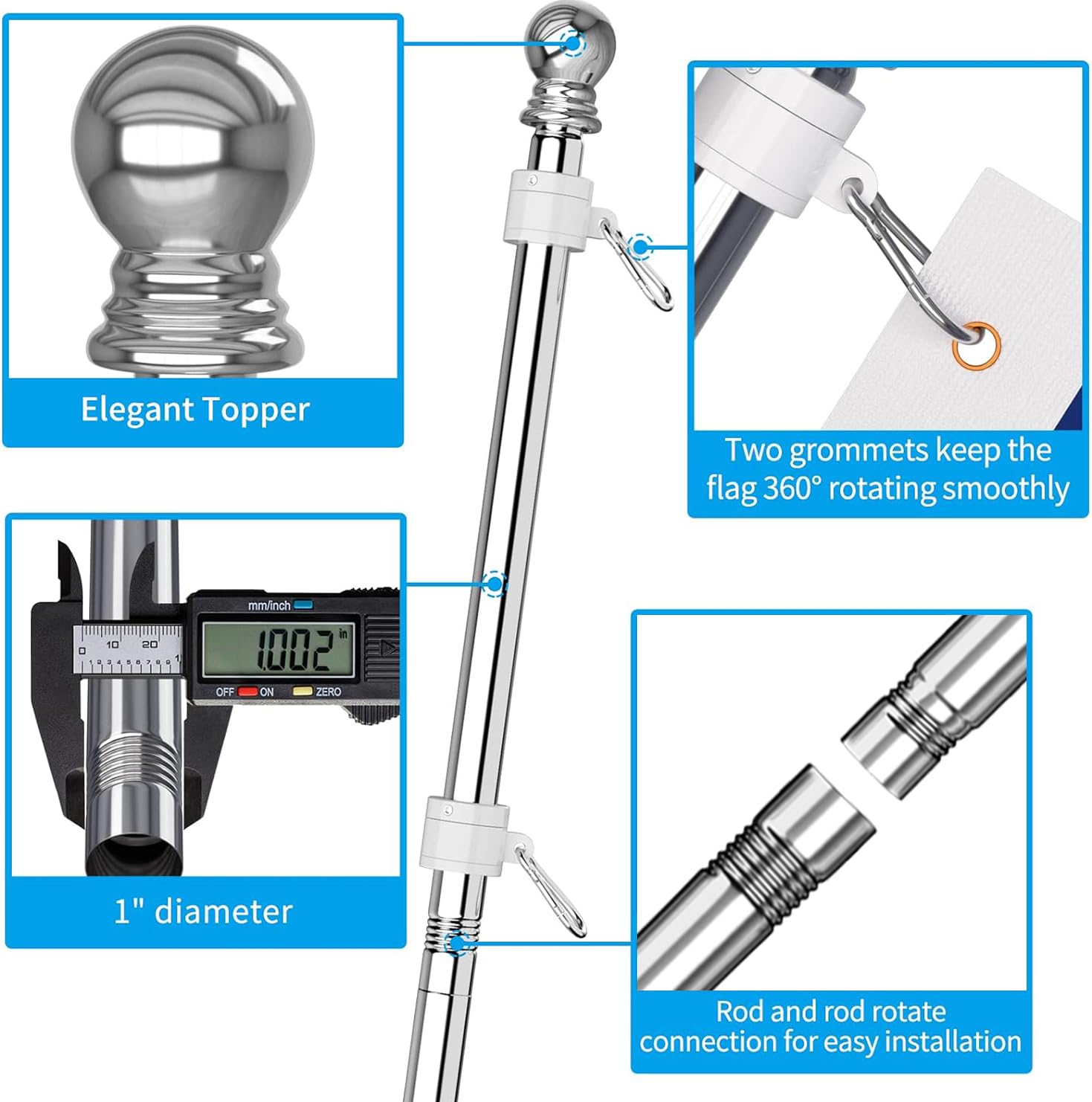 Top ball accessory for ZMTECH Flag Pole Kit