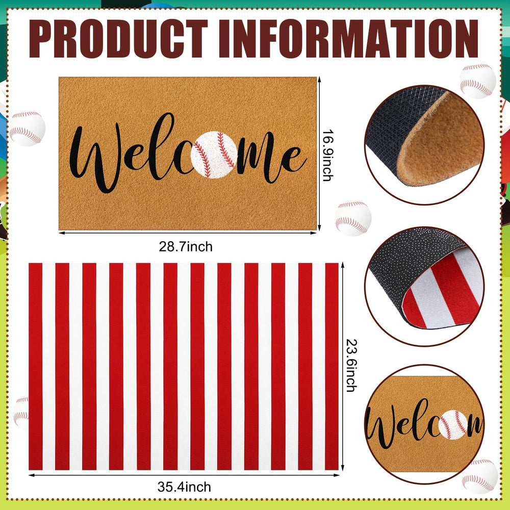 Top layer of Drydiet Baseball Welcome Doormat with baseball design