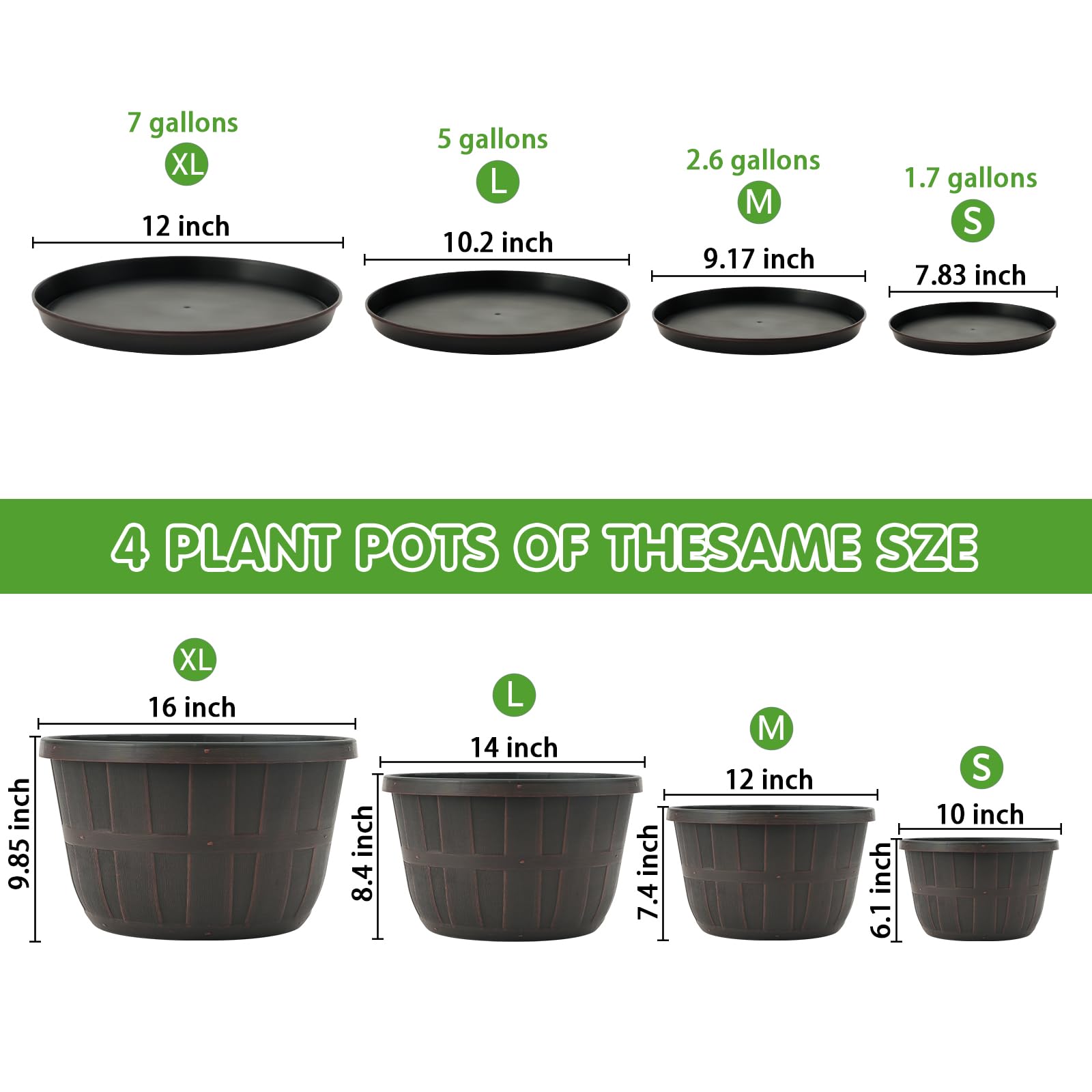Top view of 12 Inch Quarut planter with drainage holes