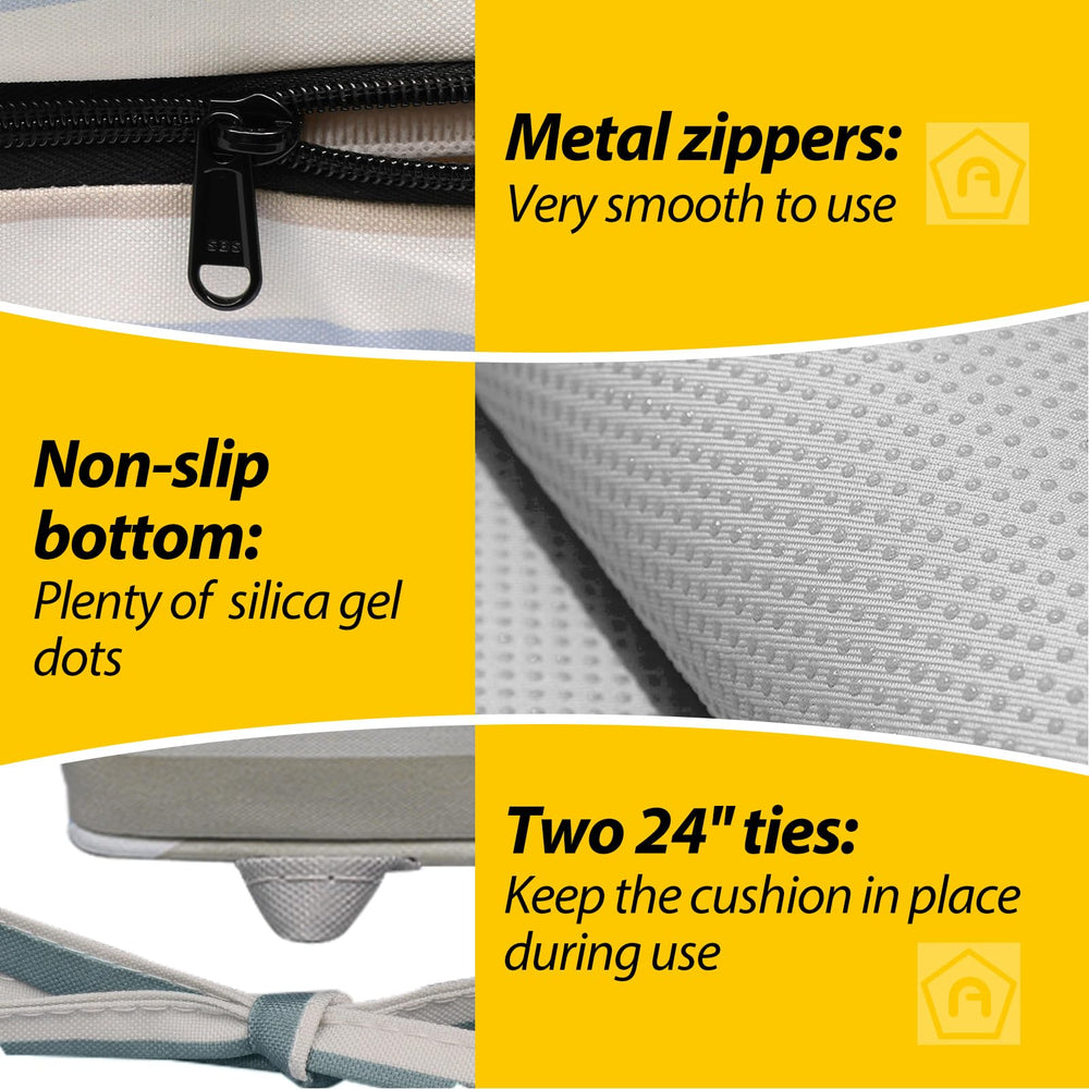 Top view of AAAAAcessories chair cushions showing upgraded cushion foam