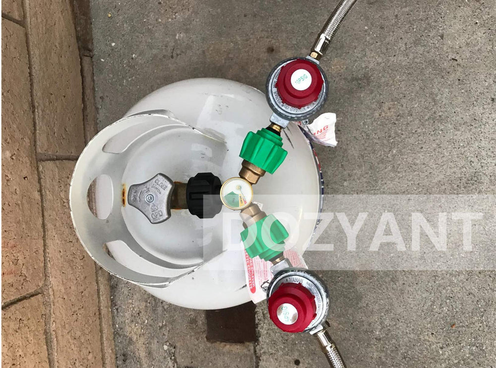 Top view of DOZYANT propane splitter connectors