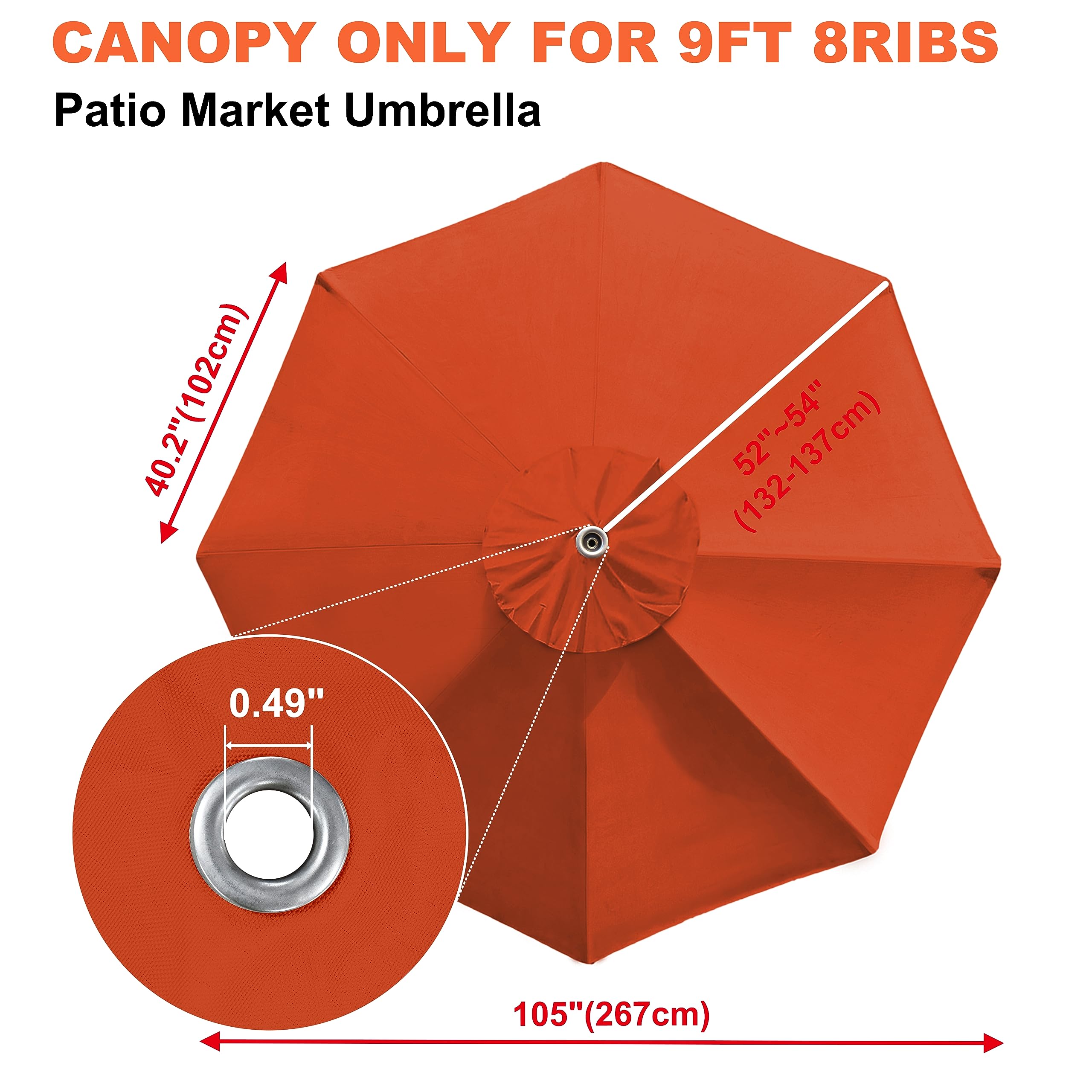 Top view of EliteShade 9FT umbrella canopy cover with air vent